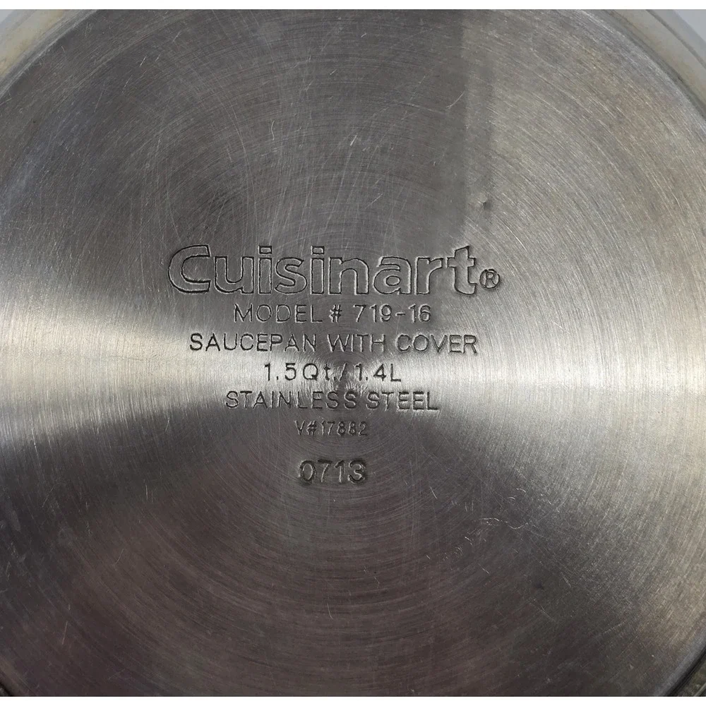 Cuisinart Stainless Steel 1.5 Qt. Saucepan With Lid Model #719-16 Cookware EUC